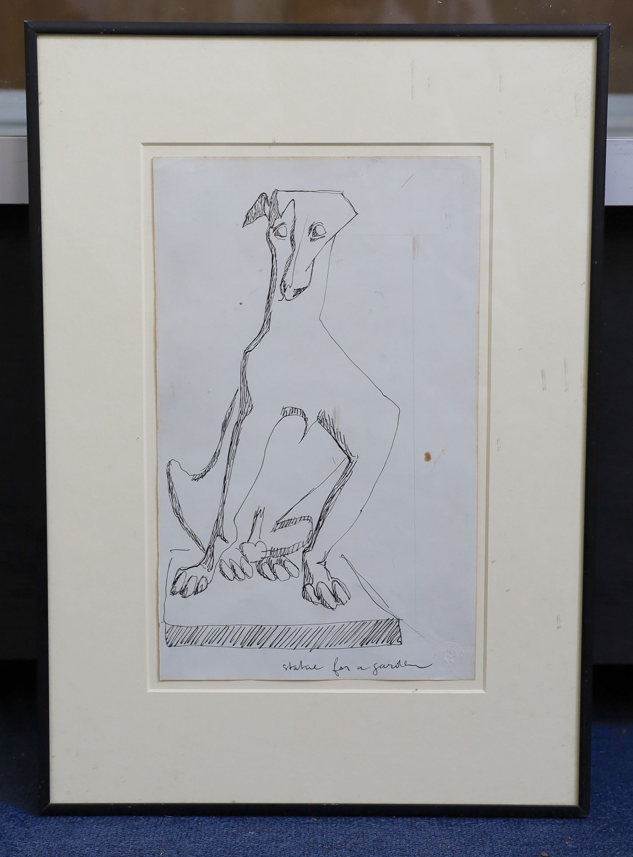 Henri Gaudier-Brzeska (French, 1891-1915), ‘’Statue for a garden’’, pen and black ink on paper, 31.5 x 19cms.